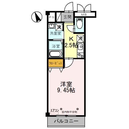 グランシャリオ(1K/2階)の間取り写真