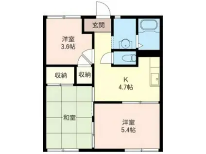 ジュネス伊勢山II(3K/1階)の間取り写真