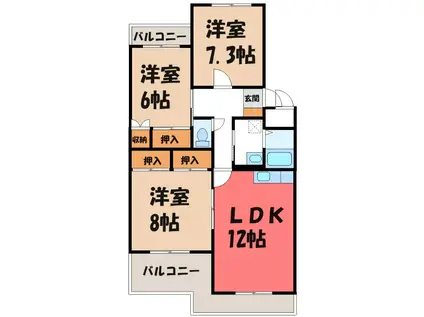 ファランドール井野(3LDK/2階)の間取り写真
