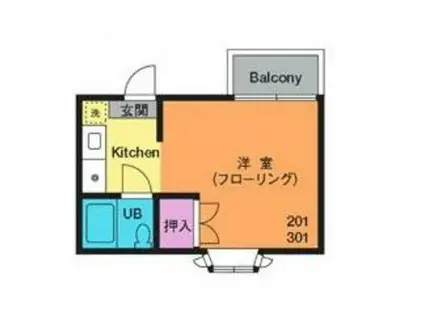 アワーズA(ワンルーム/1階)の間取り写真