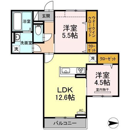 カトーナヴィラ(2LDK/2階)の間取り写真