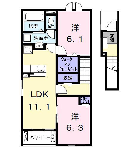 レスポワール鯏浦(2LDK/2階)の間取り写真