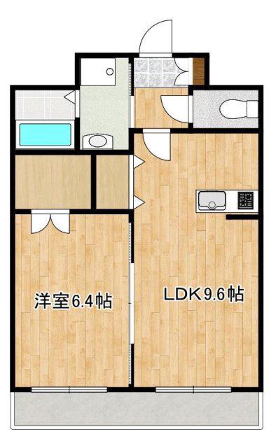 リベルテ御領(1LDK/7階)の間取り写真