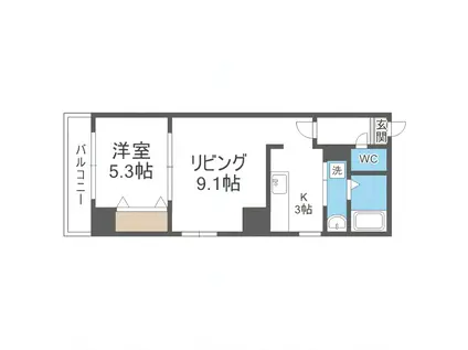 SPACE北三条(1LDK/10階)の間取り写真