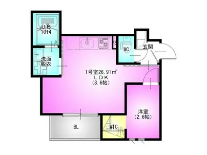 REGALEST 千葉駅(1LDK/1階)の間取り写真