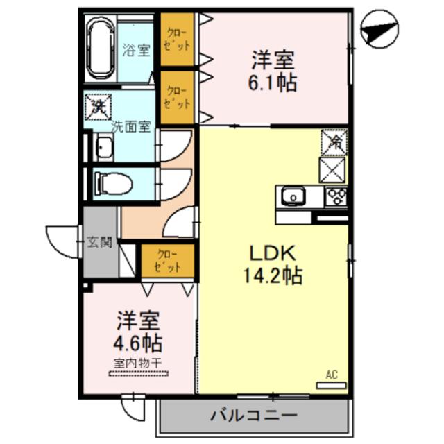 地下鉄谷町線 喜連瓜破駅 徒歩19分 3階建 築5年(2LDK/2階)の間取り写真
