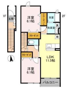 グラツィアC(2LDK/2階)の間取り写真