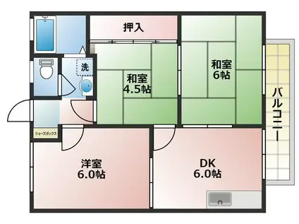 ハイツタケナカ B棟(3DK/2階)の間取り写真