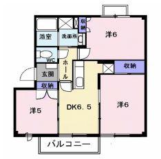 パストラル II(3DK/2階)の間取り写真