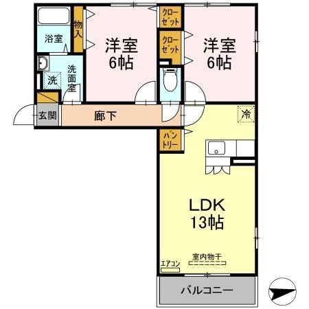 クリアコート(2LDK/2階)の間取り写真