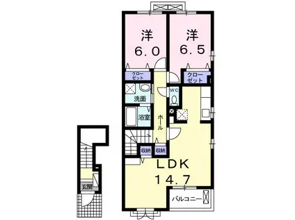 メゾンタウルスIII(2LDK/2階)の間取り写真