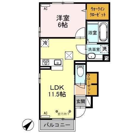 ウィステリアイズミ(1LDK/1階)の間取り写真