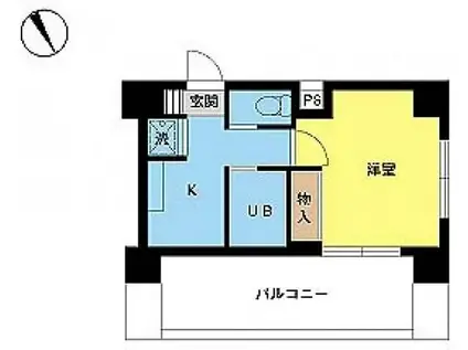 スカイコート三田慶大前(1K/10階)の間取り写真
