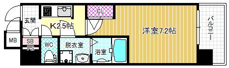 アドバンス西梅田IIIエミネンス(1K/2階)の間取り写真