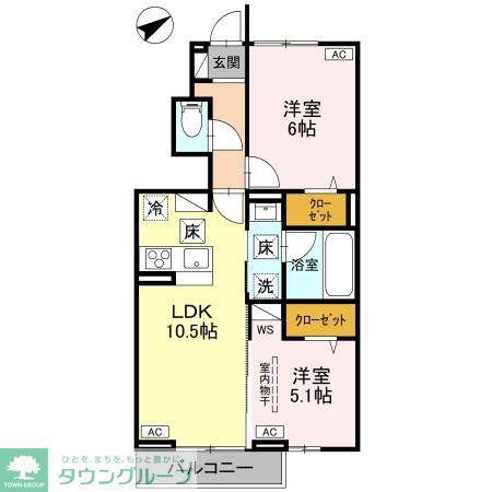WISTERIA III(2LDK/1階)の間取り写真