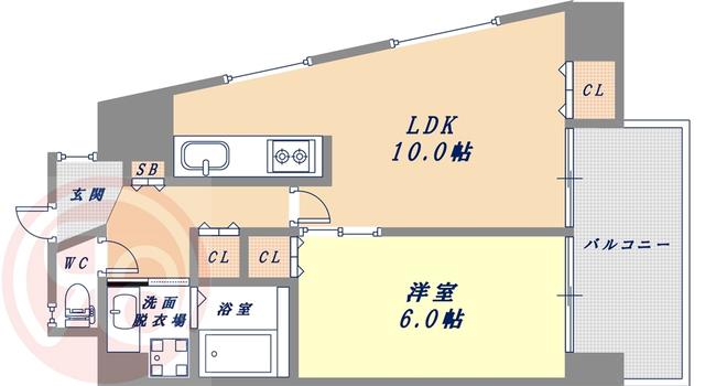 クイーンズコート阿波座(1LDK/5階)の間取り写真