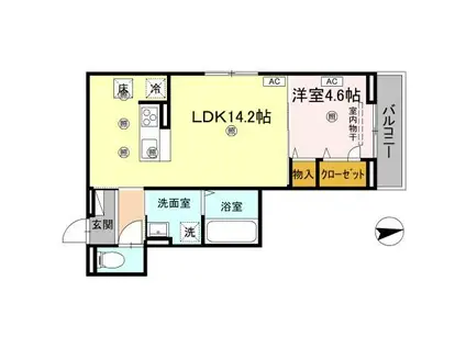 セレノアールB(1LDK/1階)の間取り写真