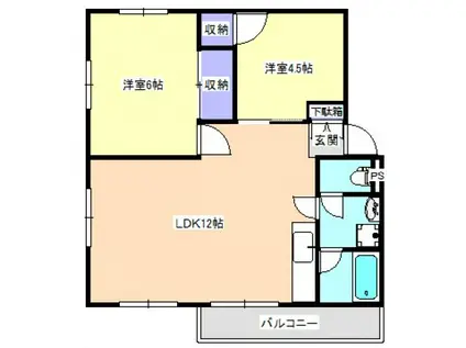 フリートヴィラ川内(2LDK/2階)の間取り写真