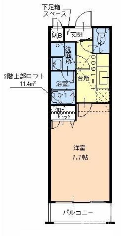 フジパレス初芝駅南1番館(1K/2階)の間取り写真