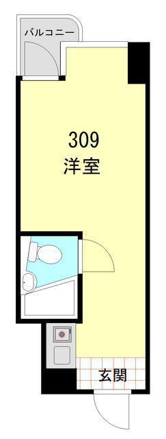 ラフィネ東銀座(ワンルーム/3階)の間取り写真