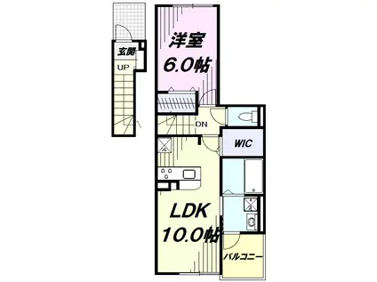 メゾン・ボヌール III(1LDK/2階)の間取り写真