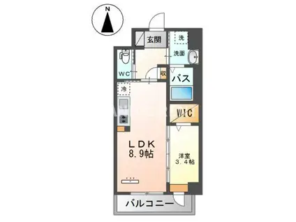 GRANDEUR HAKATA(1LDK/3階)の間取り写真