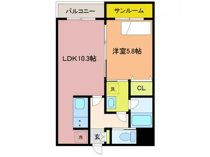 VIA・LATTEA II(1LDK/1階)の間取り写真