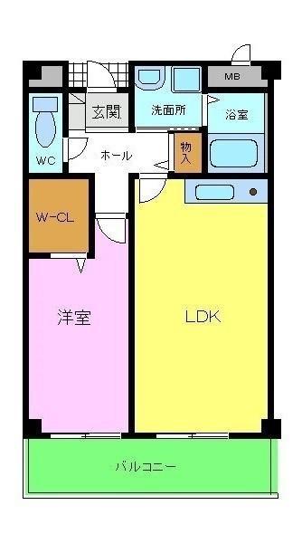 メルベーユフジワラⅡ(1LDK/2階)の間取り写真