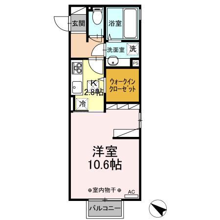 プリマヴェーラ(1K/1階)の間取り写真