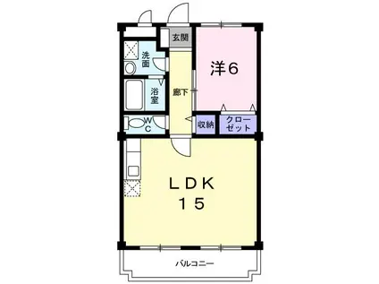 ハイツ上屋敷(1LDK/2階)の間取り写真