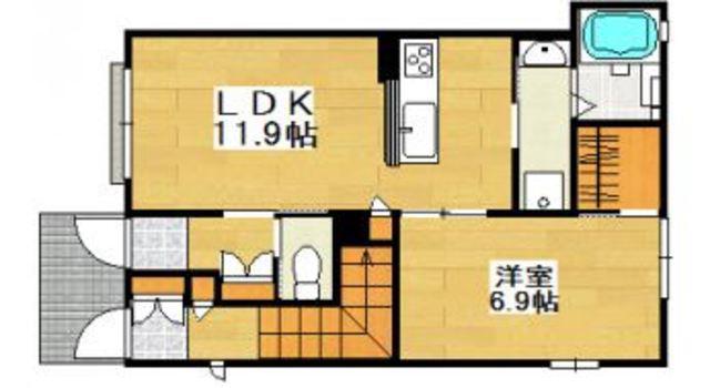 リバーサイドII(1LDK/1階)の間取り写真