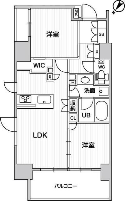 ディームス大井町(2LDK/10階)の間取り写真