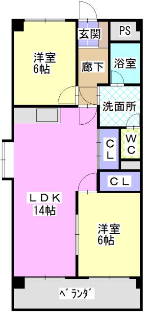 瑞和ビル(2LDK/8階)の間取り写真