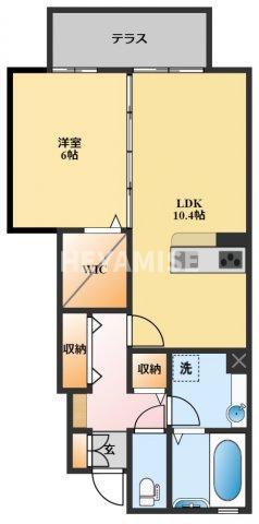 ドミール久原(1LDK/1階)の間取り写真