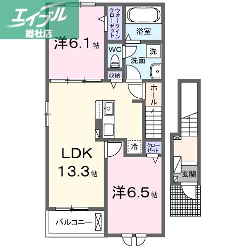 ラ・フィエルテ(2LDK/2階)の間取り写真