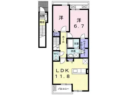 ブライトガーデン葵I II(2LDK/2階)の間取り写真
