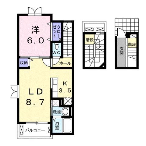 ヴェルセーヌ(1LDK/3階)の間取り写真
