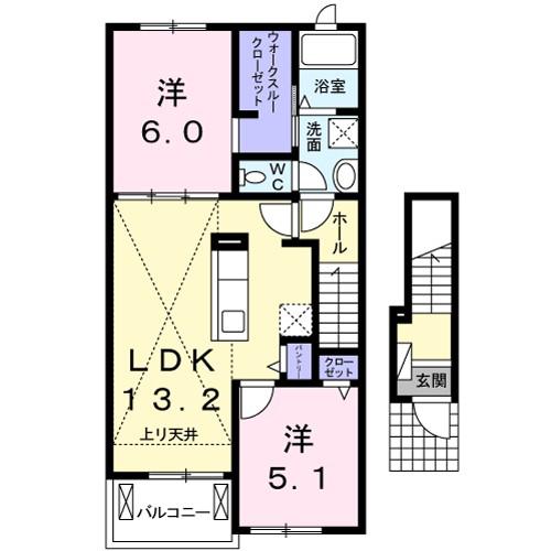 アルタイルII(2LDK/2階)の間取り写真