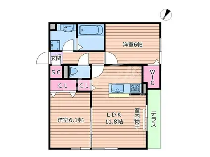 MAISON DE ESPOIR 豊里(2LDK/3階)の間取り写真