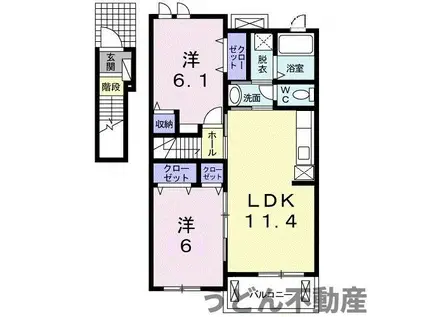 アルコバレーノI(2LDK/2階)の間取り写真