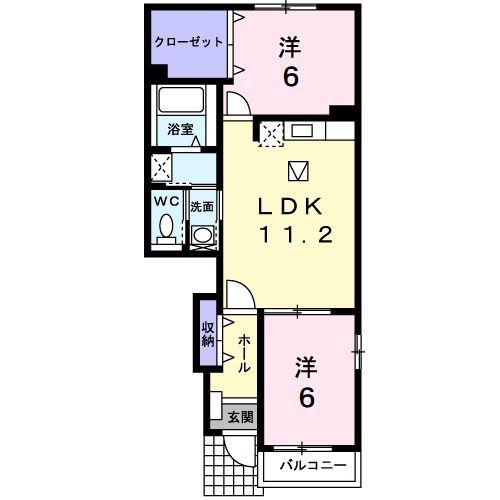 リュエルメゾンTY(2LDK/1階)の間取り写真