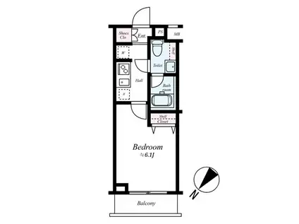 プレール・ドゥーク下丸子(1K/2階)の間取り写真