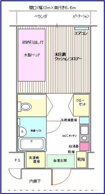 サングリーン南大沢(1K/2階)の間取り写真