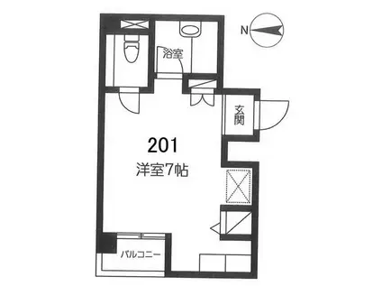 ヒルサイドテラス・ウエスタ(ワンルーム/2階)の間取り写真