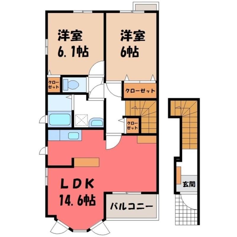 ブリッサB(2LDK/2階)の間取り写真