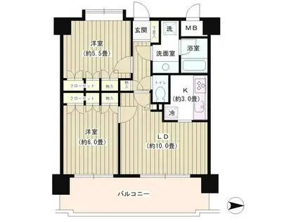 プロスペアー笹塚(2LDK/2階)の間取り写真