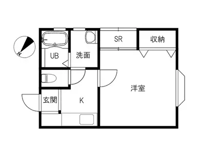 BERRY&BERRY旭町(1K/1階)の間取り写真
