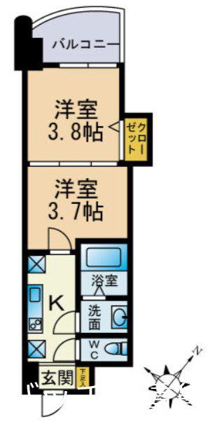 アリビオ博多駅北(2K/10階)の間取り写真