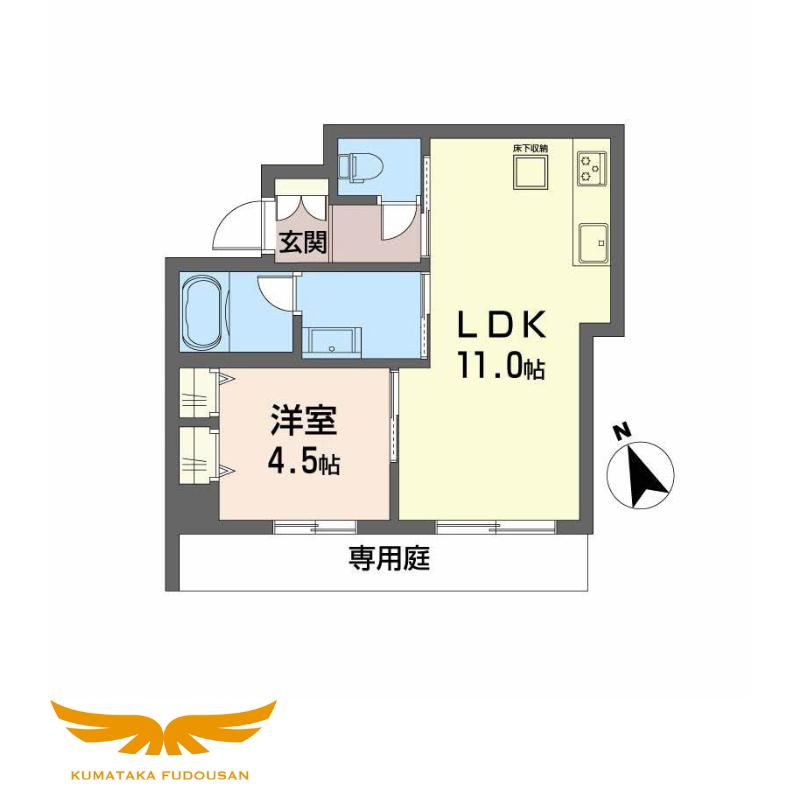 ヴィオラ水前寺(1LDK/1階)の間取り写真