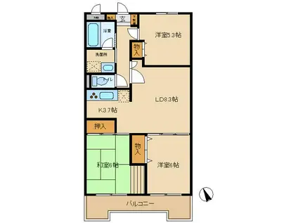 コーボック国領(3LDK/2階)の間取り写真